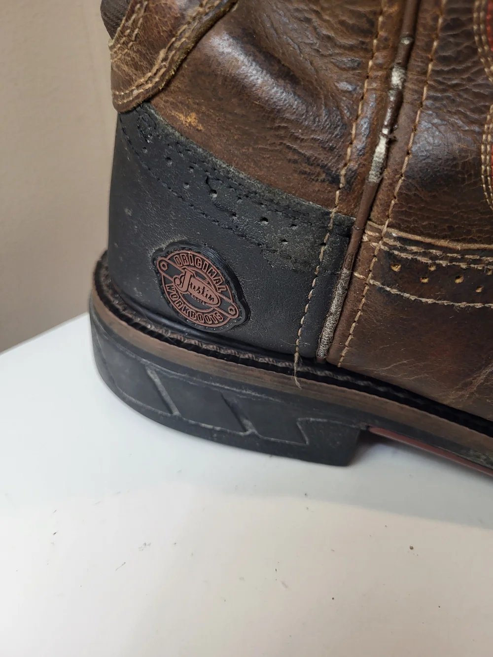 Justin Boots Brown Leather Western Work Boots - Brown